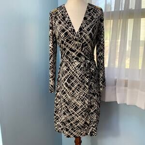 Calvin Klein Black Patterned Wrap Dress Size 6